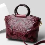 Round handle flower embossed tote bag - Image 16