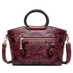 Round handle flower embossed tote bag - Image 3