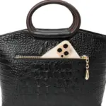 Round handle vintage croc tote bag - Image 9