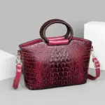 Round handle vintage croc tote bag - Image 11