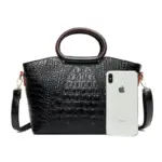 Round handle vintage croc tote bag - Image 16