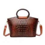 Round handle vintage croc tote bag
