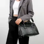 Vintage crocodile luxury designer tote - Image 19