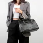 Vintage crocodile luxury designer tote - Image 20
