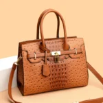 Classic croc embossed women tote bag - Image 21