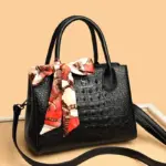 Croc embossed soft leather tote bag - Image 13