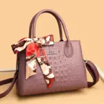Croc embossed soft leather tote bag - Image 14