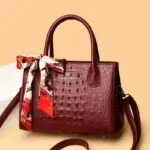 Croc embossed soft leather tote bag - Image 16