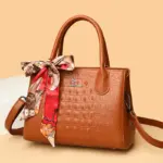 Croc embossed soft leather tote bag - Image 17