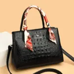 Croc embossed soft leather tote bag - Image 18
