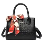 Croc embossed soft leather tote bag