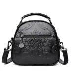 Flower embossed round pattern handbag - Image 4