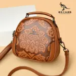 Flower embossed round pattern handbag - Image 14