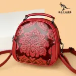 Flower embossed round pattern handbag - Image 15