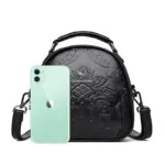 Flower embossed round pattern handbag - Image 2