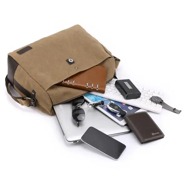 Men`s large capacity canvas messenger bag - Image 13