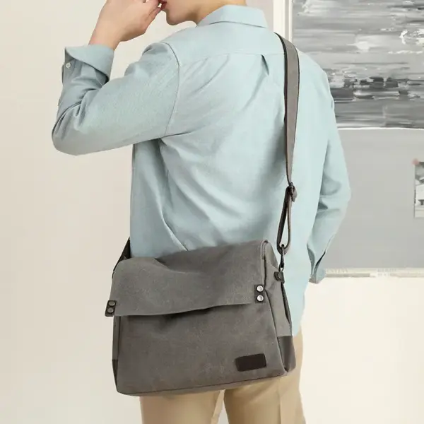 Men`s large capacity canvas messenger bag - Image 18