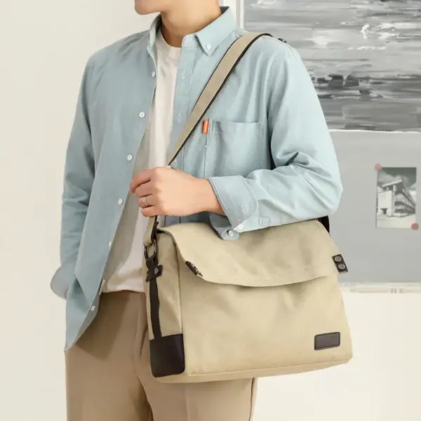 Men`s large capacity canvas messenger bag - Image 20
