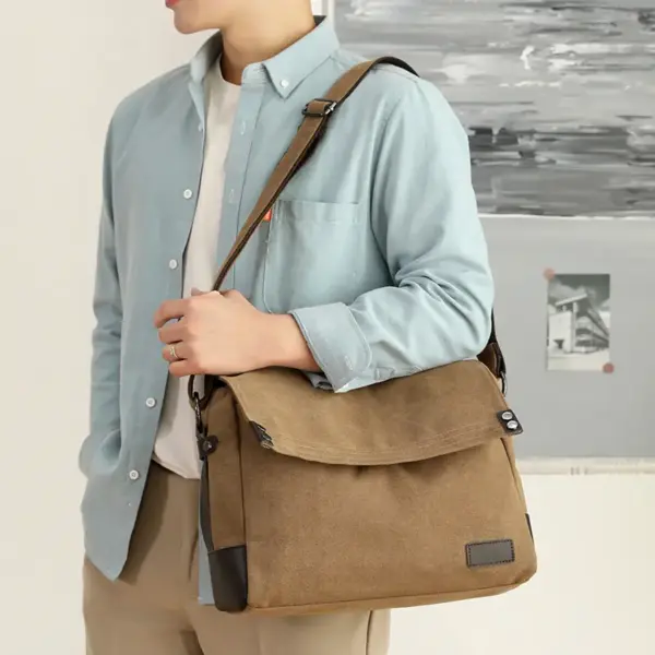 Men`s large capacity canvas messenger bag - Image 22