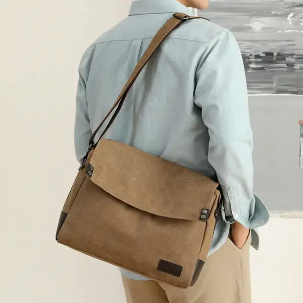Men`s large capacity canvas messenger bag - Image 23