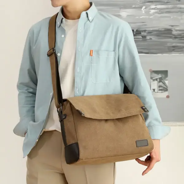 Men`s large capacity canvas messenger bag - Image 24