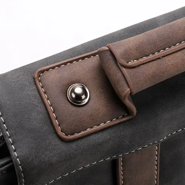Men`s vintage multi pocket leather messenger bag - Image 9