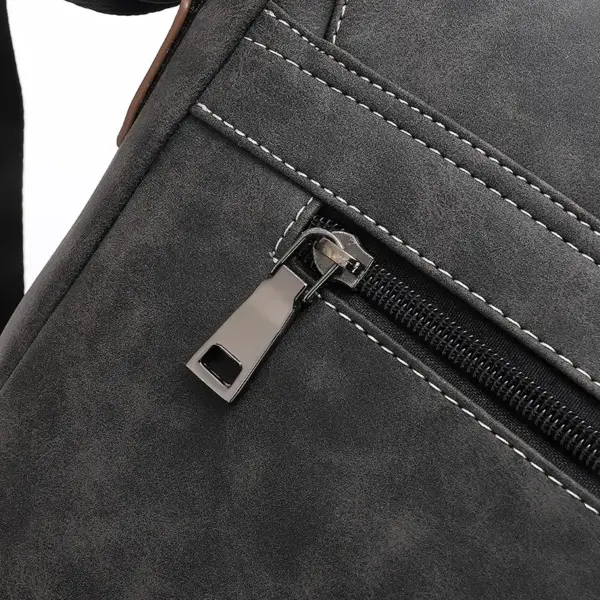 Men`s vintage multi pocket leather messenger bag - Image 11