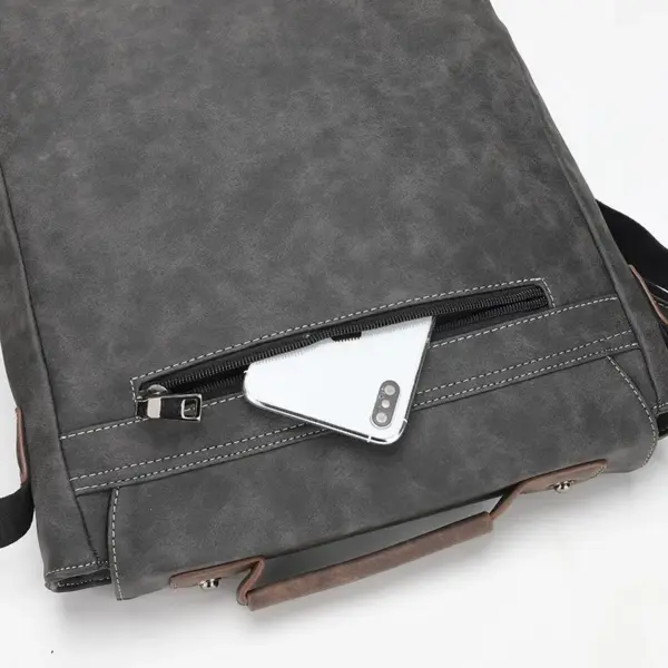 Men`s vintage multi pocket leather messenger bag - Image 12