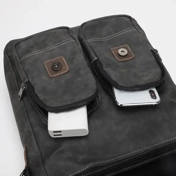 Men`s vintage multi pocket leather messenger bag - Image 13