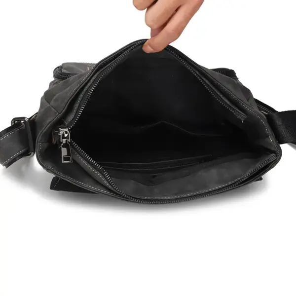 Men`s vintage multi pocket leather messenger bag - Image 14