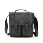 Men`s vintage multi pocket leather messenger bag