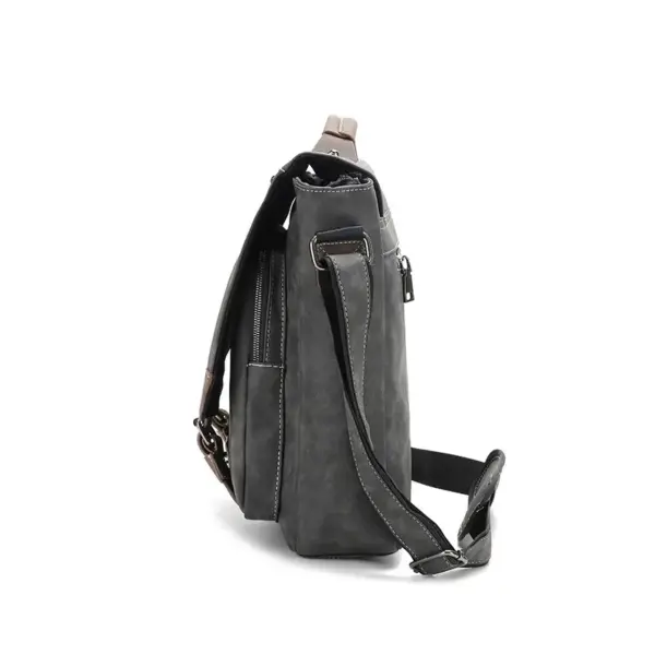 Multifunctional men`s leather messenger bag - Image 9