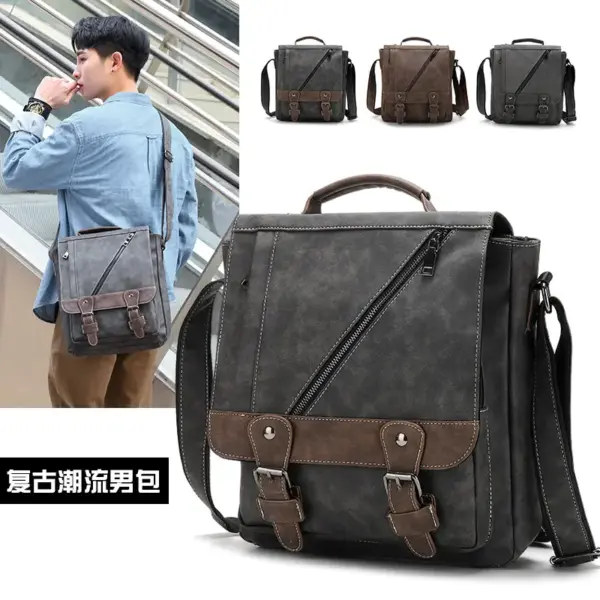 Multifunctional men`s leather messenger bag - Image 2