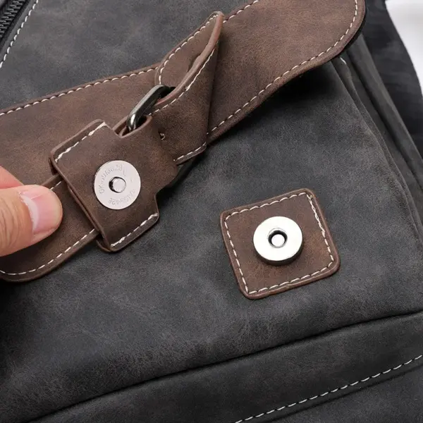 Multifunctional men`s leather messenger bag - Image 16