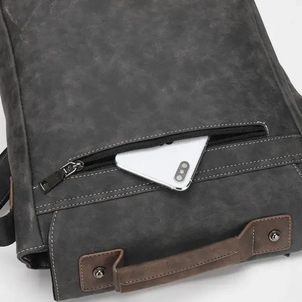 Multifunctional men`s leather messenger bag - Image 17