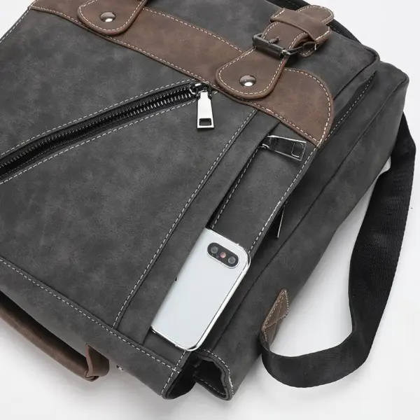 Multifunctional men`s leather messenger bag - Image 18