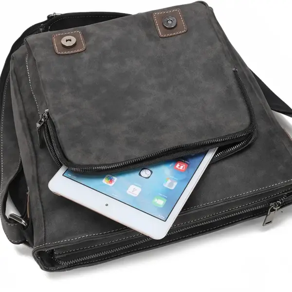 Multifunctional men`s leather messenger bag - Image 19