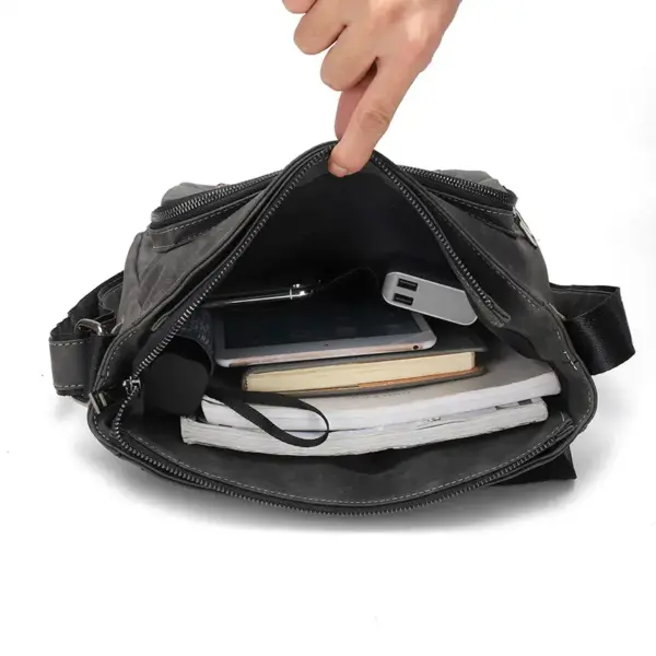 Multifunctional men`s leather messenger bag - Image 21