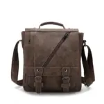 Multifunctional men`s leather messenger bag