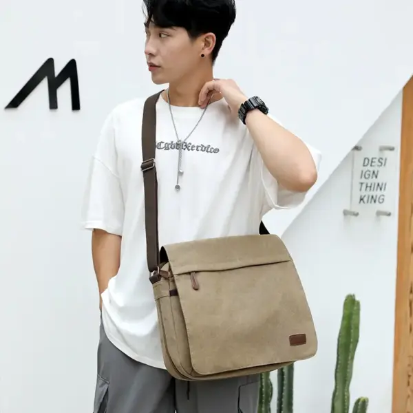 Premium canvas men`s messenger bag - Image 3