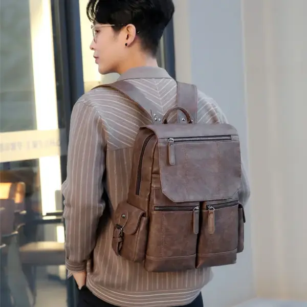 Premium men`s vintage leather backpack - Image 6