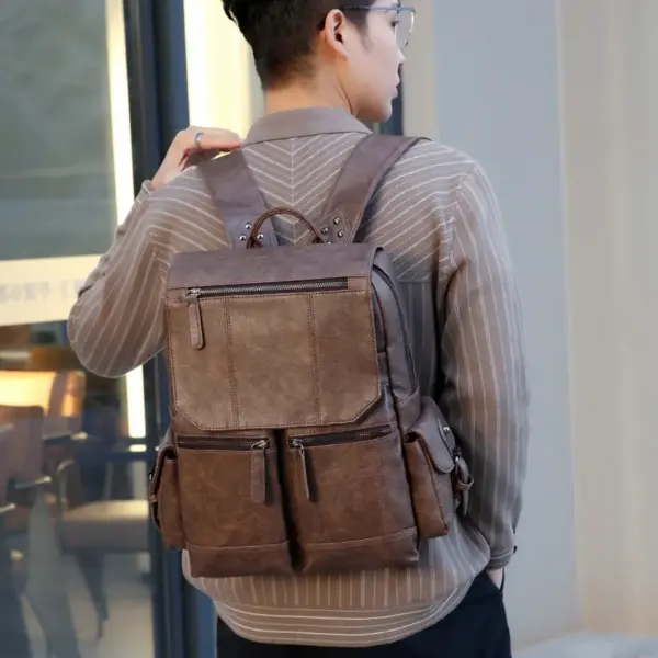 Premium men`s vintage leather backpack - Image 7