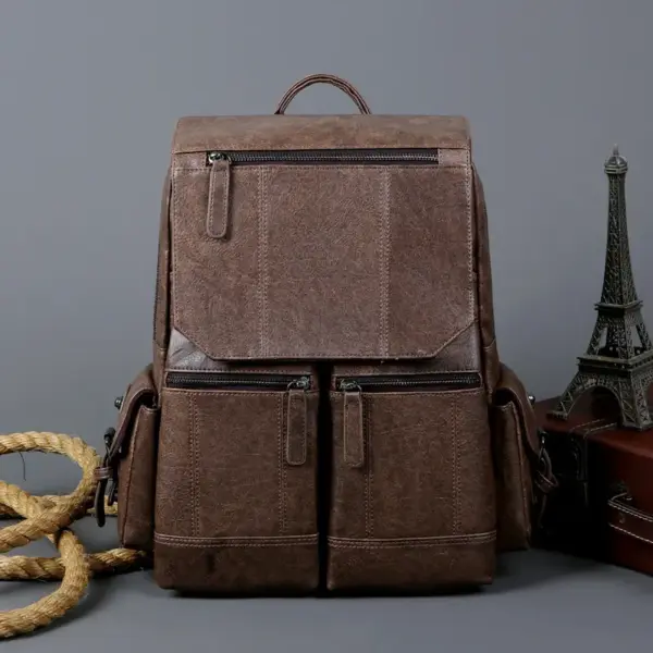 Premium men`s vintage leather backpack - Image 8