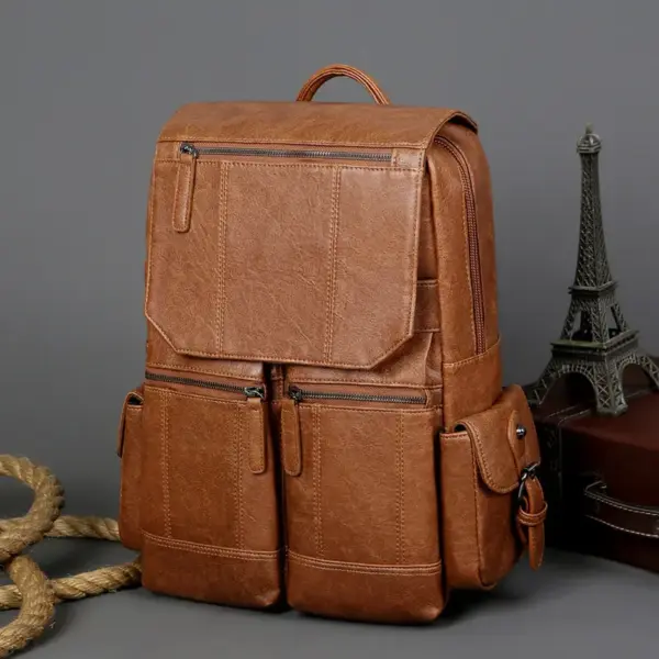 Premium men`s vintage leather backpack - Image 9