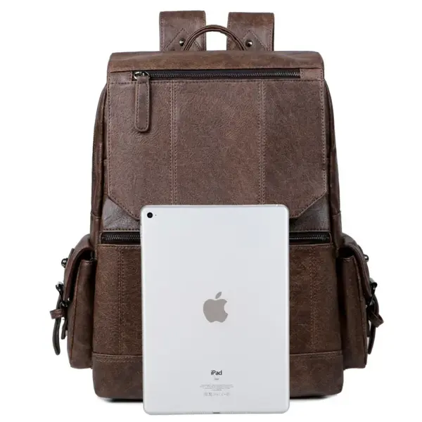 Premium men`s vintage leather backpack - Image 12