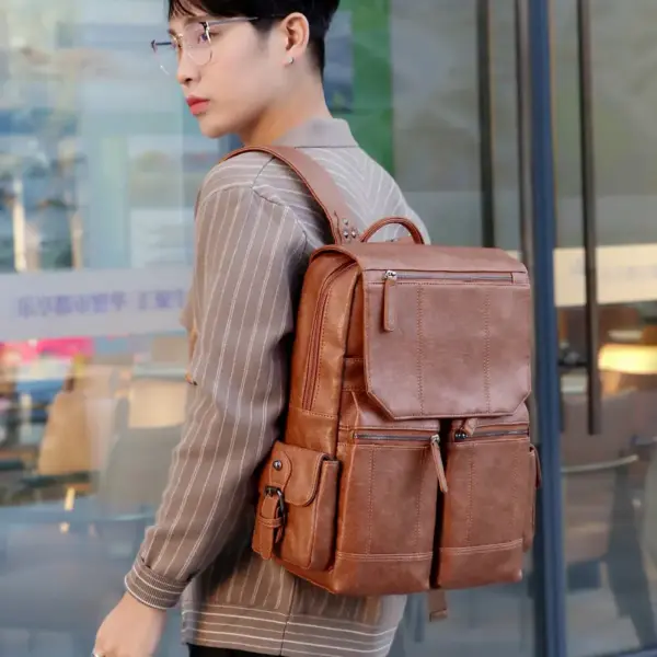 Premium men`s vintage leather backpack - Image 3
