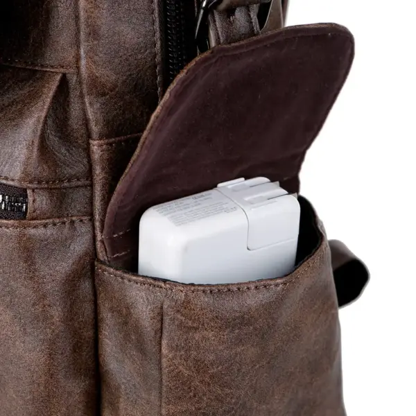 Premium men`s vintage leather backpack - Image 23