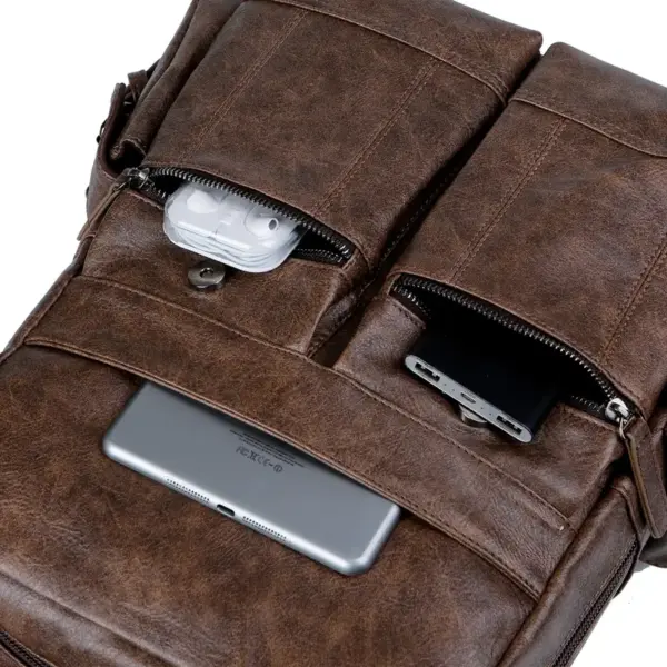 Premium men`s vintage leather backpack - Image 27