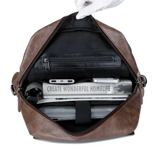 Premium men`s vintage leather backpack - Image 29