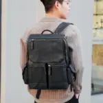 Premium men`s vintage leather backpack - Image 4